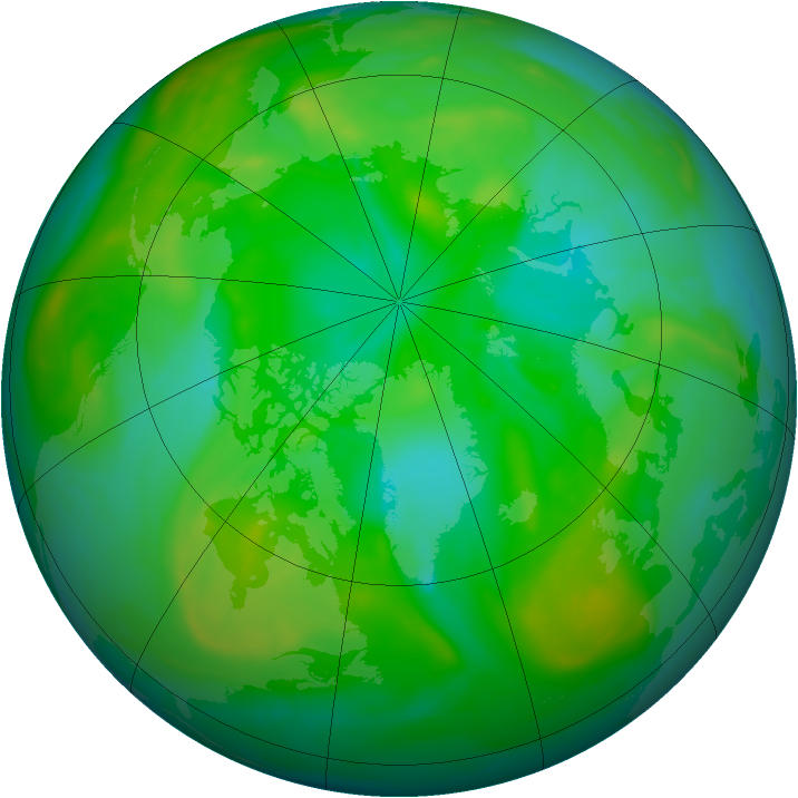 Arctic ozone map for 15 July 2007